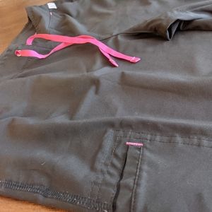 *SCRUBS* Black pants w/ pink drawstring